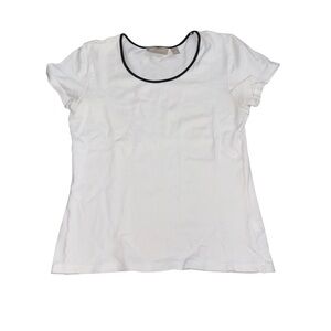 Croft & Barrow Stretch White Women's Top with Black Trim Size Small